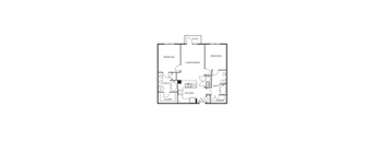 A black and white image of a house floor plan.