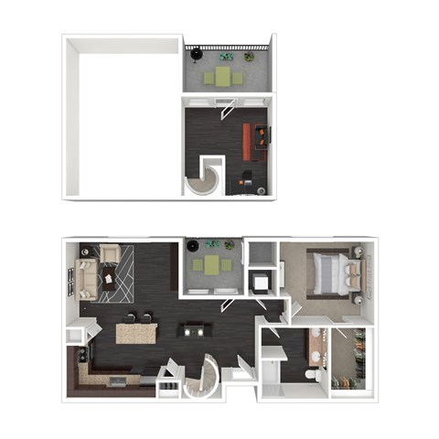 a floor plan of a home with a black and white color scheme