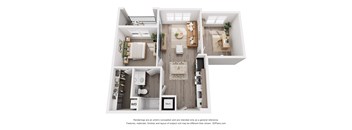 a 1 bedroom floorplan is shown with a bathroom and a living room