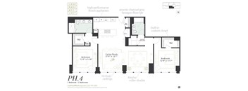 A penthouse two bedroom floorplan at Landmark West Loop Apartments in Chicago, IL