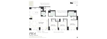 A penthouse three bedroom floorplan at Landmark West Loop Apartments in Chicago, IL