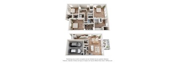 Brookstream 3 bed and 2.5 bath 2D townhome floor plan