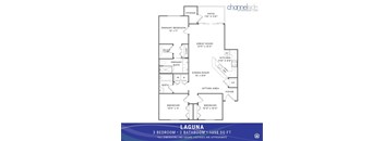 A floor plan for a Laguna home with 3 bedrooms and 2 bathrooms.