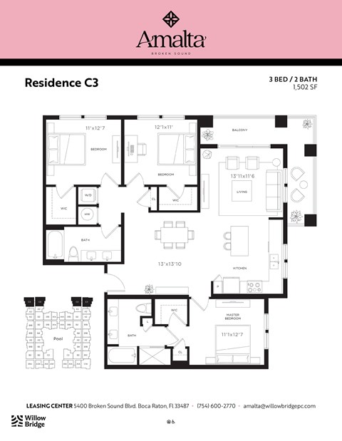 a floor plan of a bedroom apartment