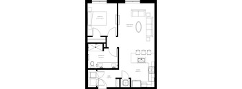 A black and white image of a floor plan for a home.