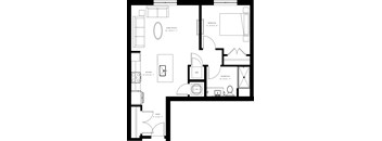 A black and white image of a floor plan for a home.