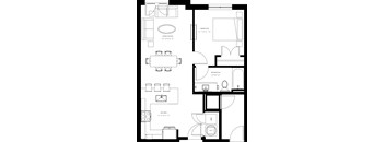 A black and white floor plan of a two-bedroom apartment.