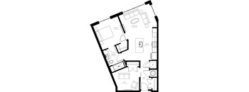 A black and white image of a house floor plan with rooms labeled.