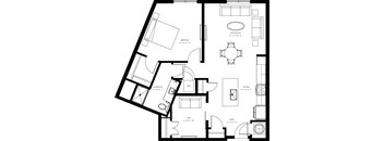 A black and white image of a floor plan for a house.
