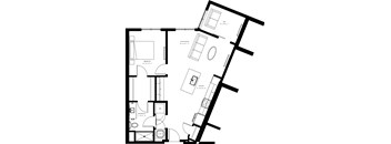 A black and white image of a floor plan for a house.