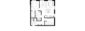 A black and white floor plan of a house with labeled rooms.