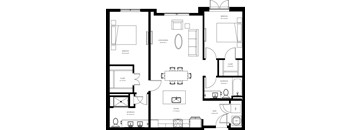 A black and white floor plan of a house with labeled rooms and dimensions.