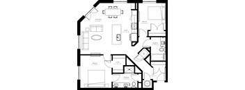 A black and white image of a house floor plan.