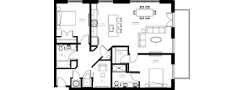 A black and white image of a floor plan for a house.