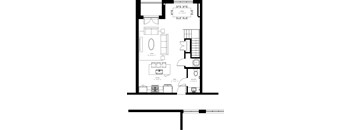 A black and white image of a floor plan for a house.
