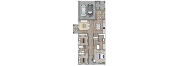 the floor plan of a house with two cars