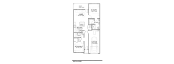 A floor plan of a home with a living room, kitchen, two bathrooms, a garage and two bedrooms.