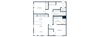 A floor plan of a house with labeled rooms such as Bedroom 1 and Kitchen.