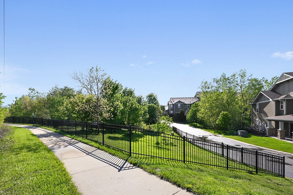 Outdoor pet park with fence