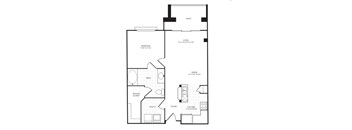 A black and white image of a floor plan for a two bedroom apartment.