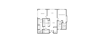 A black and white image of a house floor plan.