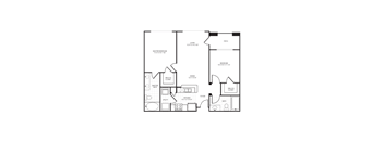 A floor plan of a house with a master bedroom, bathroom, and kitchen.