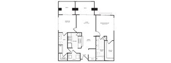 A black and white floor plan of a house with labeled rooms.