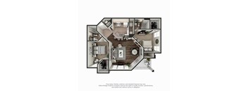 Rutledge 2 BR 2 BA 3D Floor Plan