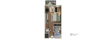 the outlook floor plan  unit 1  670 sq ft