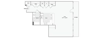 a floor plan of a house with a bedroom and a living room