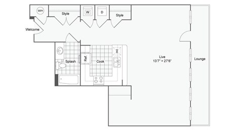 a floor plan of a house with a bedroom and a living room