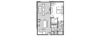 blueprint of ground floor plan of a studio apartment