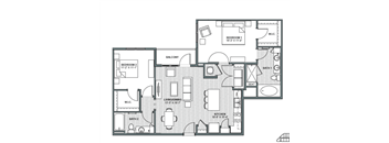 a floor plan of a private house with bedrooms and a bathroom