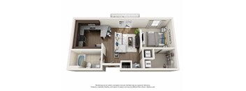a 1 bedroom floor plan with a bathroom and a balcony