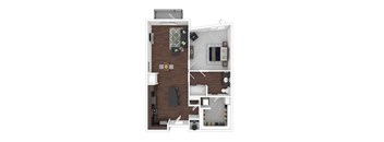 a floor plan with a bedroom and a bathroom