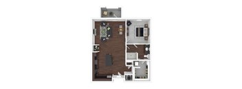 a floor plan with a bedroom and a living room