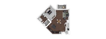 a floor plan of a house with a bedroom and a living room