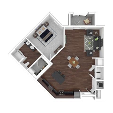a floor plan of a house with a bedroom and a living room