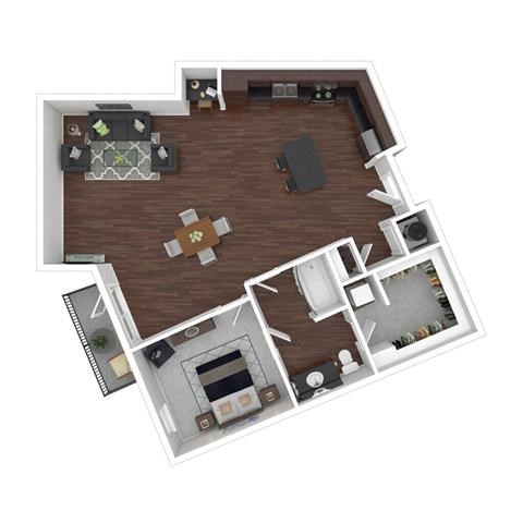 a floor plan of a house with a bedroom and a living room