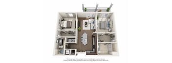 a 1 bedroom floorplan is shown with a kitchen and living room