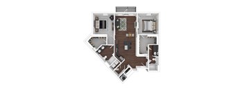a floor plan of a house with a bedroom and a living room