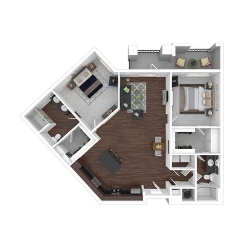 a floor plan of a house with a bedroom and a living room