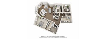 a stylized floor plan with a bedroom and a living room