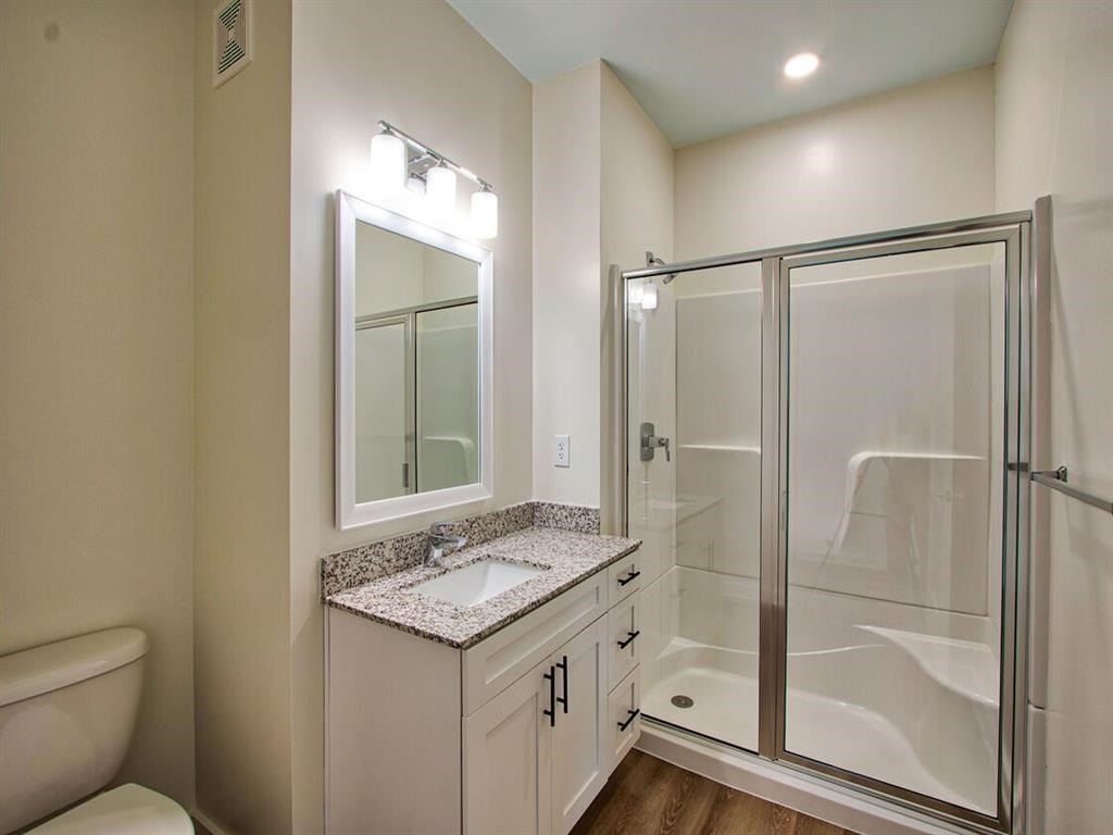 a bathroom with a sink and a shower
