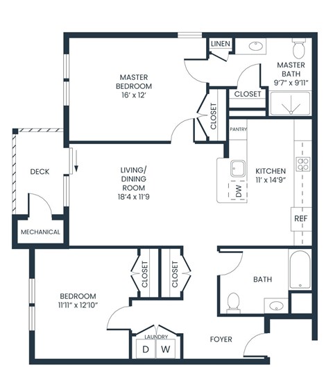 A black and white image of a floor plan for a house.