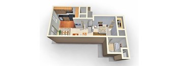 an overhead view of a 3d floor plan of a home