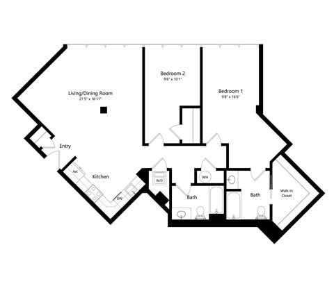 a floor plan of a house showing the bedrooms and baths