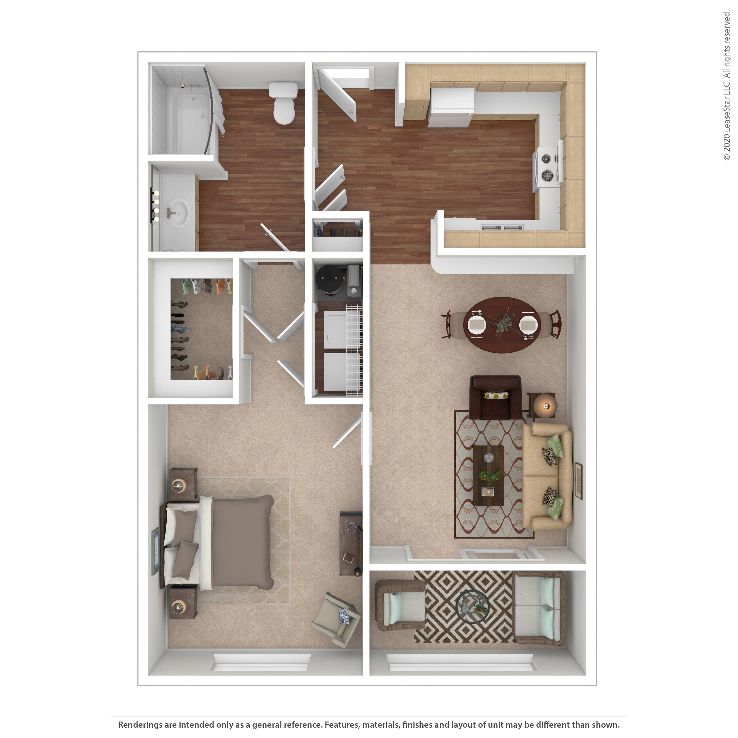 A floor plan of a house with a kitchen, living room, and bathroom.