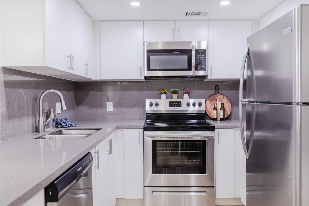 Kitchen with quartz and modern appliances