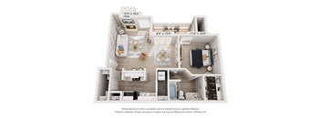 a 1 bedroom floor plan with a bathroom and a living room